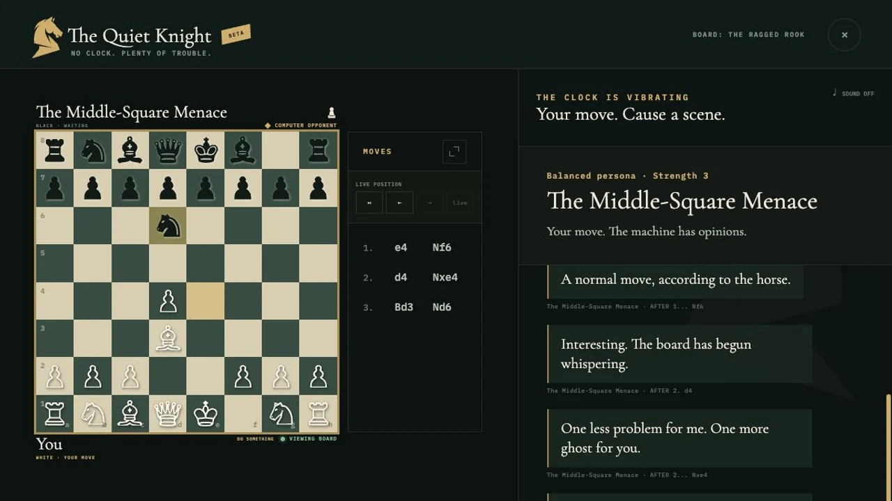 The Quiet Knight chessboard